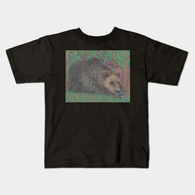 Brown bear Kids T-Shirt by SamsArtworks